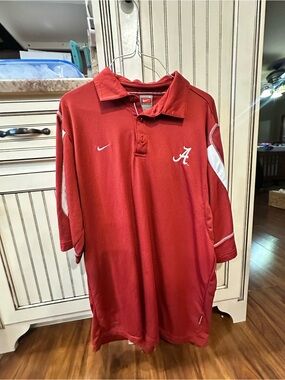 Red Polo with White Accent and 'A' Script Logo